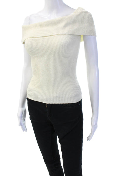 Pixie Market Women Off Shoulder Top Beige Zip Solid Fall Size XS