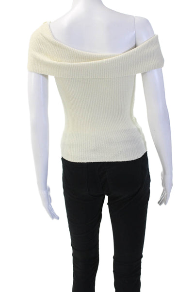 Pixie Market Women Off Shoulder Top Beige Zip Solid Fall Size XS