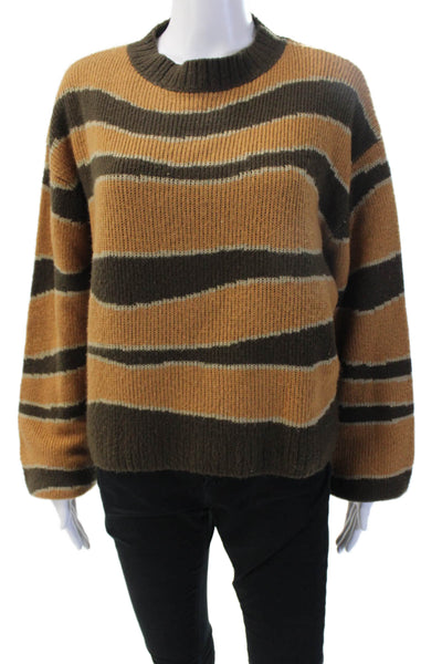 Arthur Unisex Pullover Sweater Striped Brown Crew Acrylic Long Sleeve Size 6