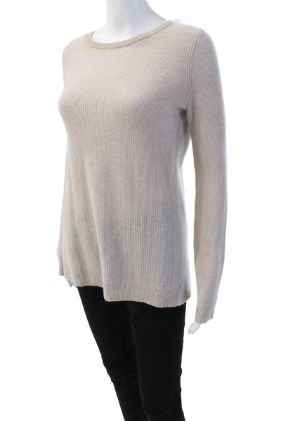 Autumn Cashmere Unisex Pullover 100% Cashmere Beige Round Neck Size XS