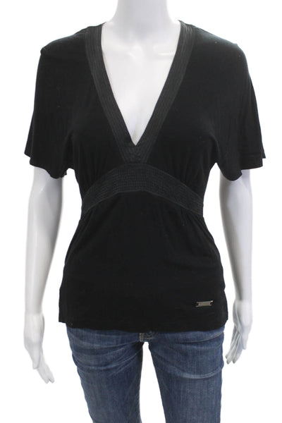 Karen Millen Womens Black V-Neck Short Sleeve Top Size 6