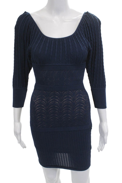 Catherine Malandrino Womens Dark Blue Bodycon Sweater Dress Petite Size S