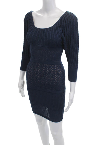 Catherine Malandrino Womens Dark Blue Bodycon Sweater Dress Petite Size S