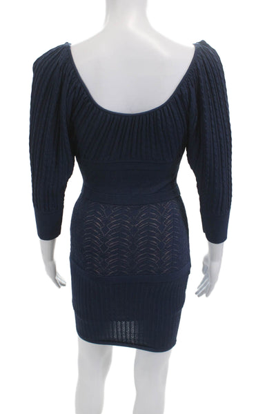 Catherine Malandrino Womens Dark Blue Bodycon Sweater Dress Petite Size S
