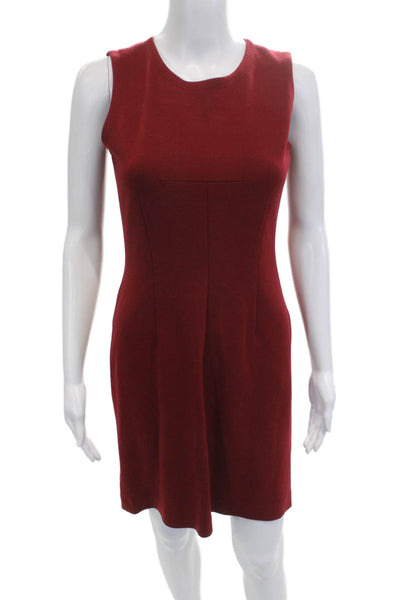 BCBGMAXAZRIA Womens Sheath Dress Red Sleeveless Round Neck Short Size 2