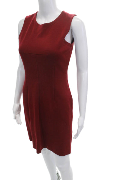 BCBGMAXAZRIA Womens Sheath Dress Red Sleeveless Round Neck Short Size 2