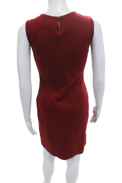BCBGMAXAZRIA Womens Sheath Dress Red Sleeveless Round Neck Short Size 2