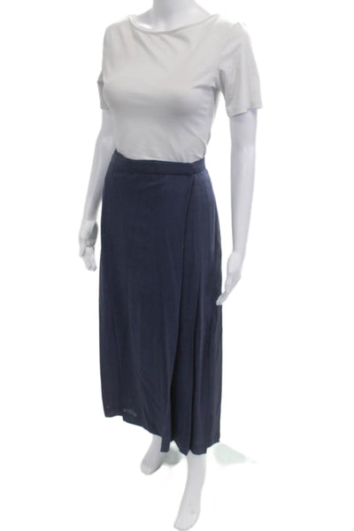 Oscar de la Renta Women Pleated Midi Skirt Dark Blue Polyester Wool Size 22W