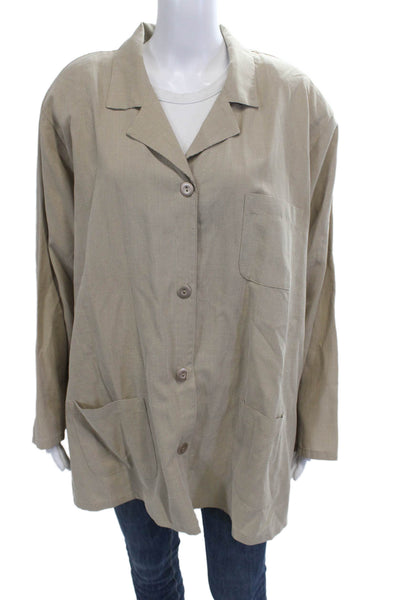 David Dart Sport Women Jacket Beige Collared Button Long Sleeve Size 3X
