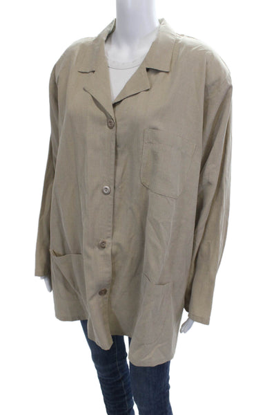 David Dart Sport Women Jacket Beige Collared Button Long Sleeve Size 3X