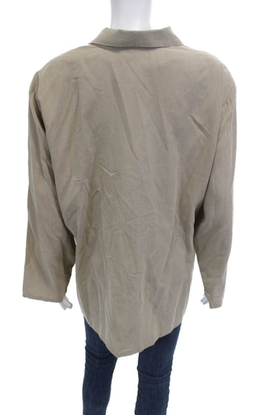 David Dart Sport Women Jacket Beige Collared Button Long Sleeve Size 3X