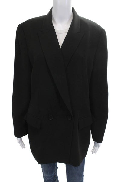 Linda Allard Ellen Tracy Womens Black Classic Blazer Collared Button Size 14