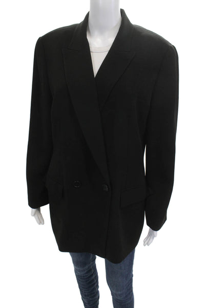 Linda Allard Ellen Tracy Womens Black Classic Blazer Collared Button Size 14