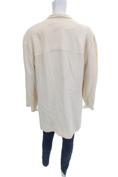 Dana Buchman Women Plus Collared Long Sleeve Beige Coat Polyester Blend Size 22