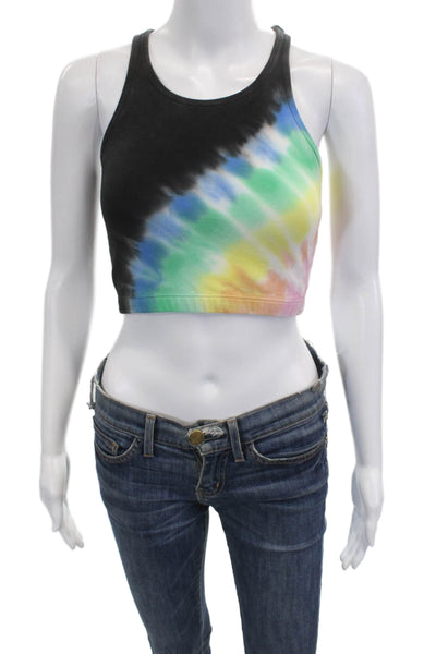 Electric & Rose Women Cropped Tank Black Cotton Sleeveless Size S