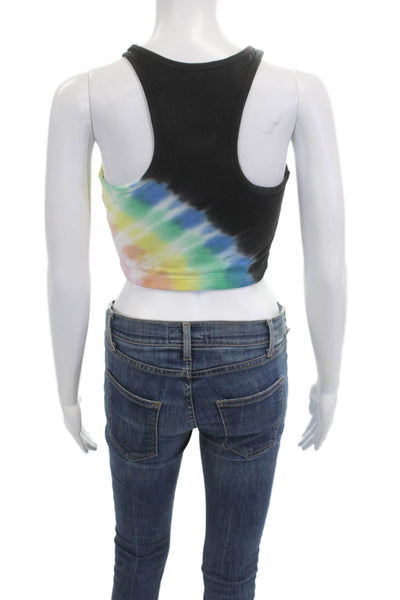 Electric & Rose Women Cropped Tank Black Cotton Sleeveless Size S