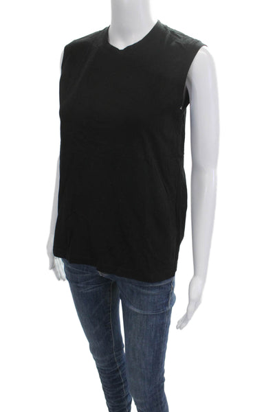 ATM Womens Black Basic Sleeveless Tank Crew Neck 100% Cotton Size S