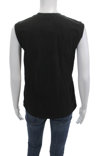 ATM Womens Black Basic Sleeveless Tank Crew Neck 100% Cotton Size S