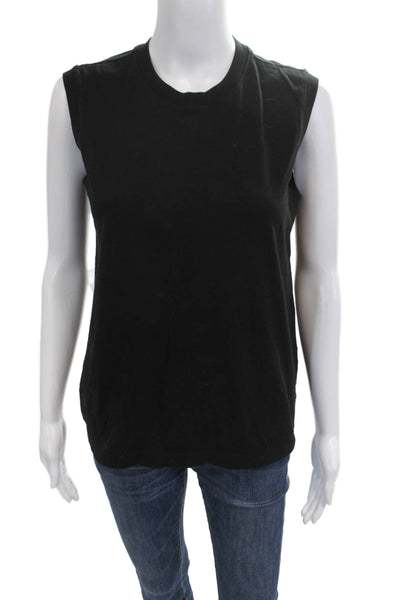 ATM Womens Basic Sleeveless T Shirt Black Cotton Crew Neck Size S