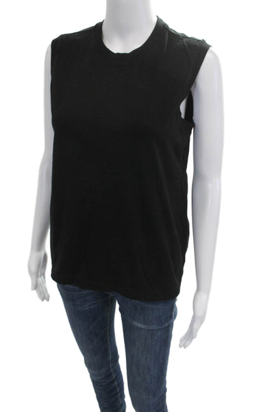 ATM Womens Basic Sleeveless T Shirt Black Cotton Crew Neck Size S