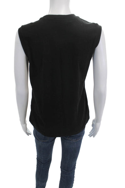 ATM Womens Basic Sleeveless T Shirt Black Cotton Crew Neck Size S