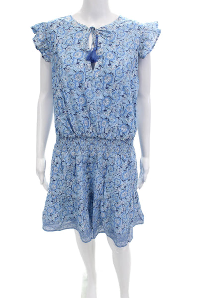 Vineyard Vines Women Sundress Floral Blue Cotton Knee Length Size XL