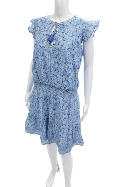 Vineyard Vines Women Sundress Floral Blue Cotton Knee Length Size XL