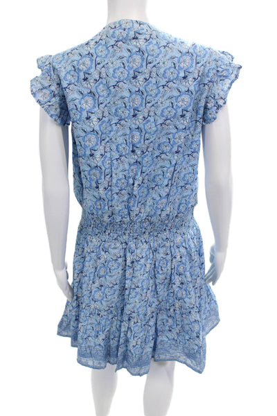 Vineyard Vines Women Sundress Floral Blue Cotton Knee Length Size XL