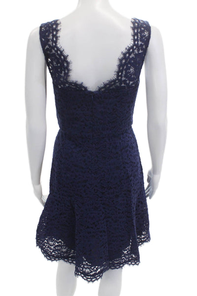 Shoshanna Womens A-Line Fit and Flare Floral Sleeveless Dress Dark Blue Size 6
