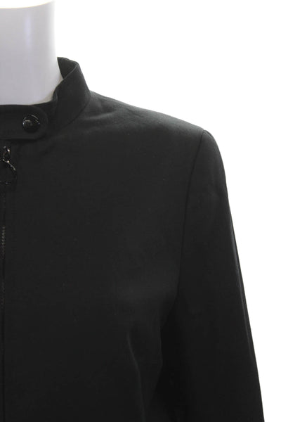 Akris Punto Women Military Jacket Black Long Sleeve High Neck Size 10
