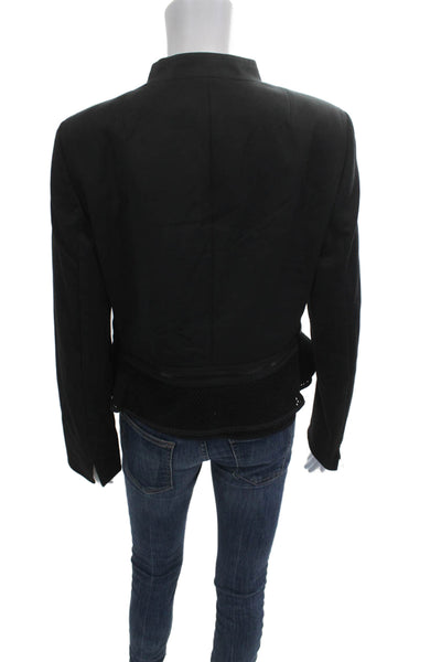Akris Punto Women Military Jacket Black Long Sleeve High Neck Size 10