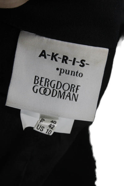 Akris Punto Women Military Jacket Black Long Sleeve High Neck Size 10
