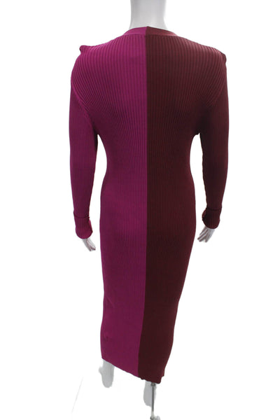 Staud Women Purple Sweater Dress Long Sleeve V Neck Button Size L