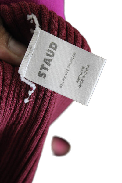 Staud Women Purple Sweater Dress Long Sleeve V Neck Button Size L