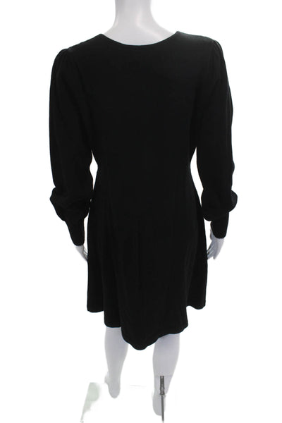 Nic + Zoe Women Sweater Dress Black V-Neck Long Sleeve Solid Size M