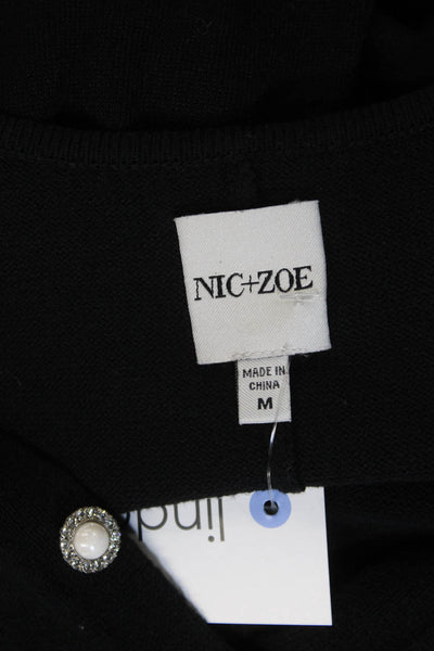 Nic + Zoe Women Sweater Dress Black V-Neck Long Sleeve Solid Size M