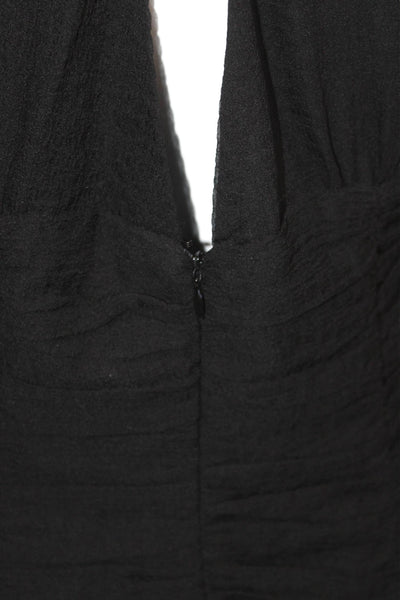 Storia Womens Bodycon Mini Dress Black V-Neck Long Sleeve Gothic Size L