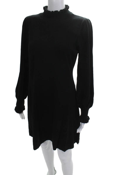 CeCe Women Sweater Dress Black Long Sleeve Mock Neck Short Size L