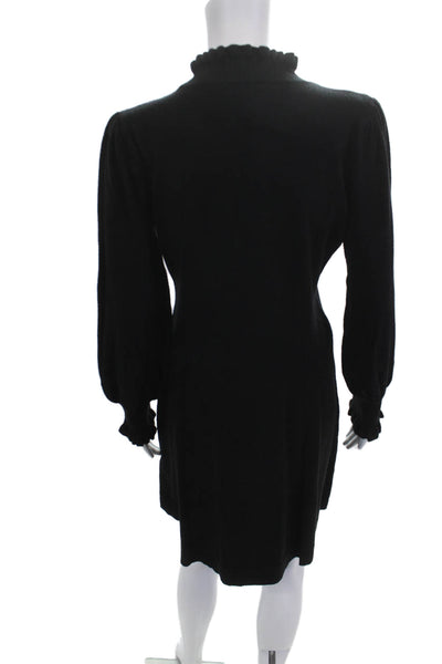 CeCe Women Sweater Dress Black Long Sleeve Mock Neck Short Size L
