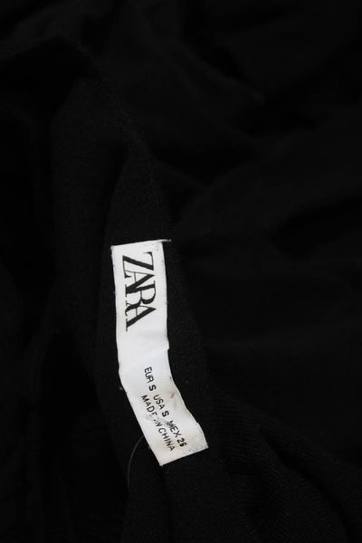 Zara Women Blouse Black Square Neck Long Sleeve Size S