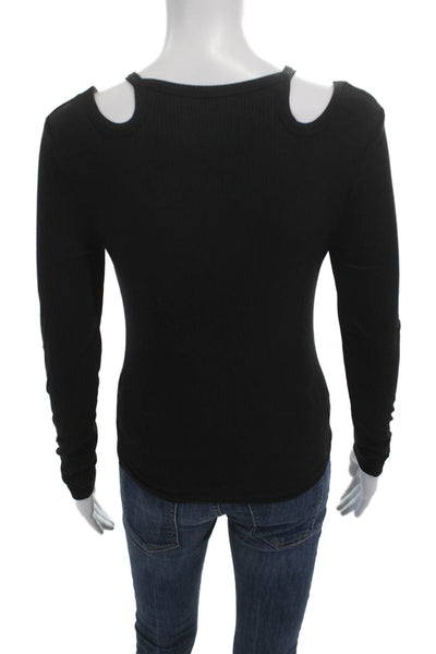 Pistola Women Black Crew Neck Long Sleeve Top 90% Lyocell 10% Spandex Size S