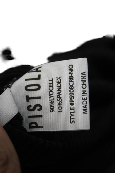 Pistola Women Black Crew Neck Long Sleeve Top 90% Lyocell 10% Spandex Size S