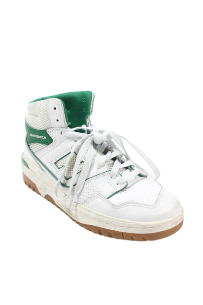 New Balance Aimee Leon Dore Womens Lace Up Logo High Top Sneakers White Green Si