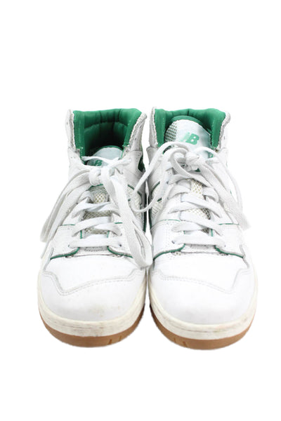 New Balance Aimee Leon Dore Womens Lace Up Logo High Top Sneakers White Green Si