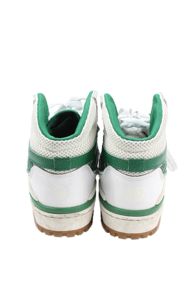 New Balance Aimee Leon Dore Womens Lace Up Logo High Top Sneakers White Green Si