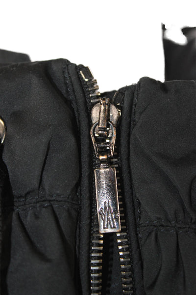 Moncler Womens Black Quilted Puffer Jacket Drawstring High Neck Size 0