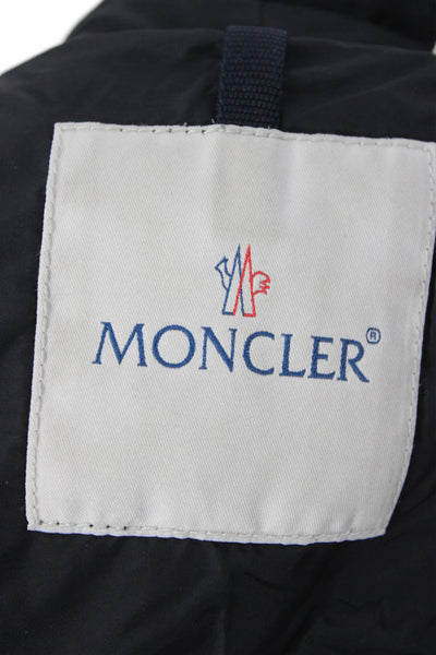 Moncler Womens Black Quilted Puffer Jacket Drawstring High Neck Size 0