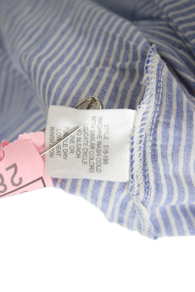 Sandra Ingrish Womens Blue Striped Cotton Collared 3/4 Sleeve Button-Up Size XS