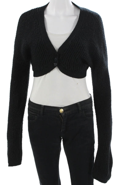 For Love & Lemons Unisex Cardigan Black V Neck Button Long Sleeve Size XS
