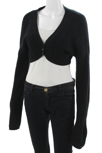 For Love & Lemons Unisex Cardigan Black V Neck Button Long Sleeve Size XS